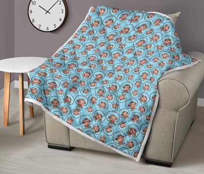 Monkey Cute Design Themed Print Quilt Bedspread