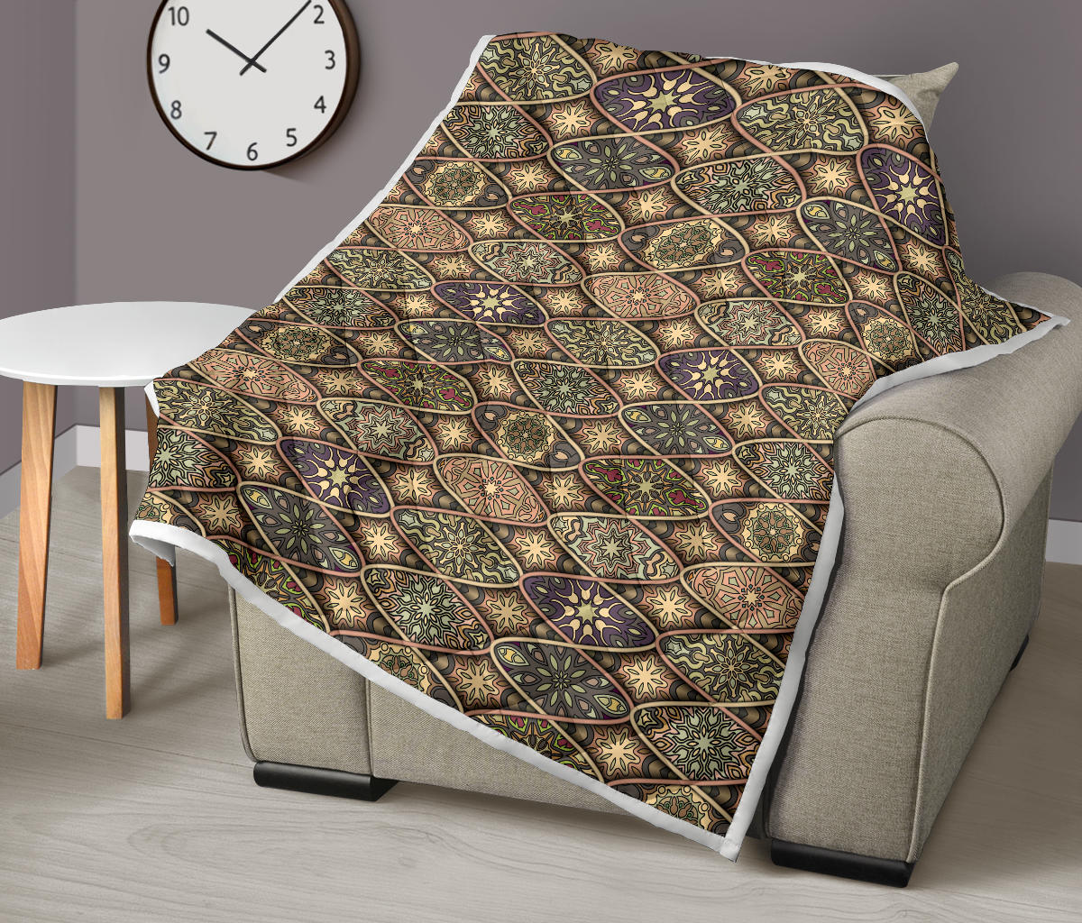 Mandala Motif Themed Design Print Quilt Bedspread
