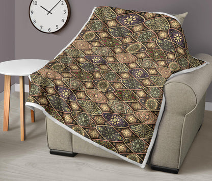 Mandala Motif Themed Design Print Quilt Bedspread