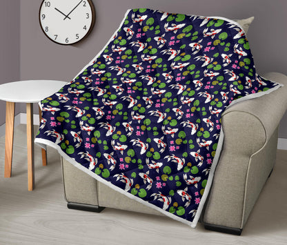 Koi Carp Pattern Design Themed Print Quilt Bedspread