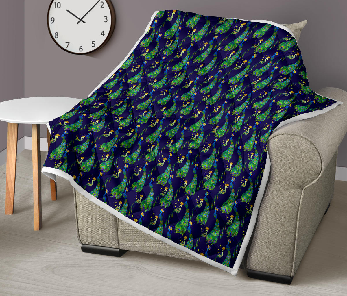 Peacock Art Design Print Quilt Bedspread