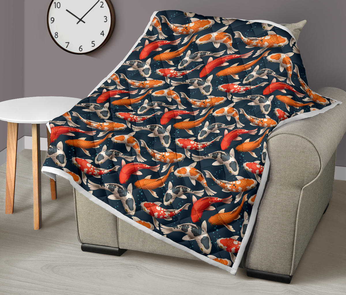 Koi Carp Cute Design Themed Print Quilt Bedspread