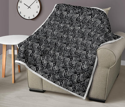 Paisley Black Design Print Quilt Bedspread