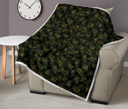 Peacock Feather Pattern Design Print Quilt Bedspread