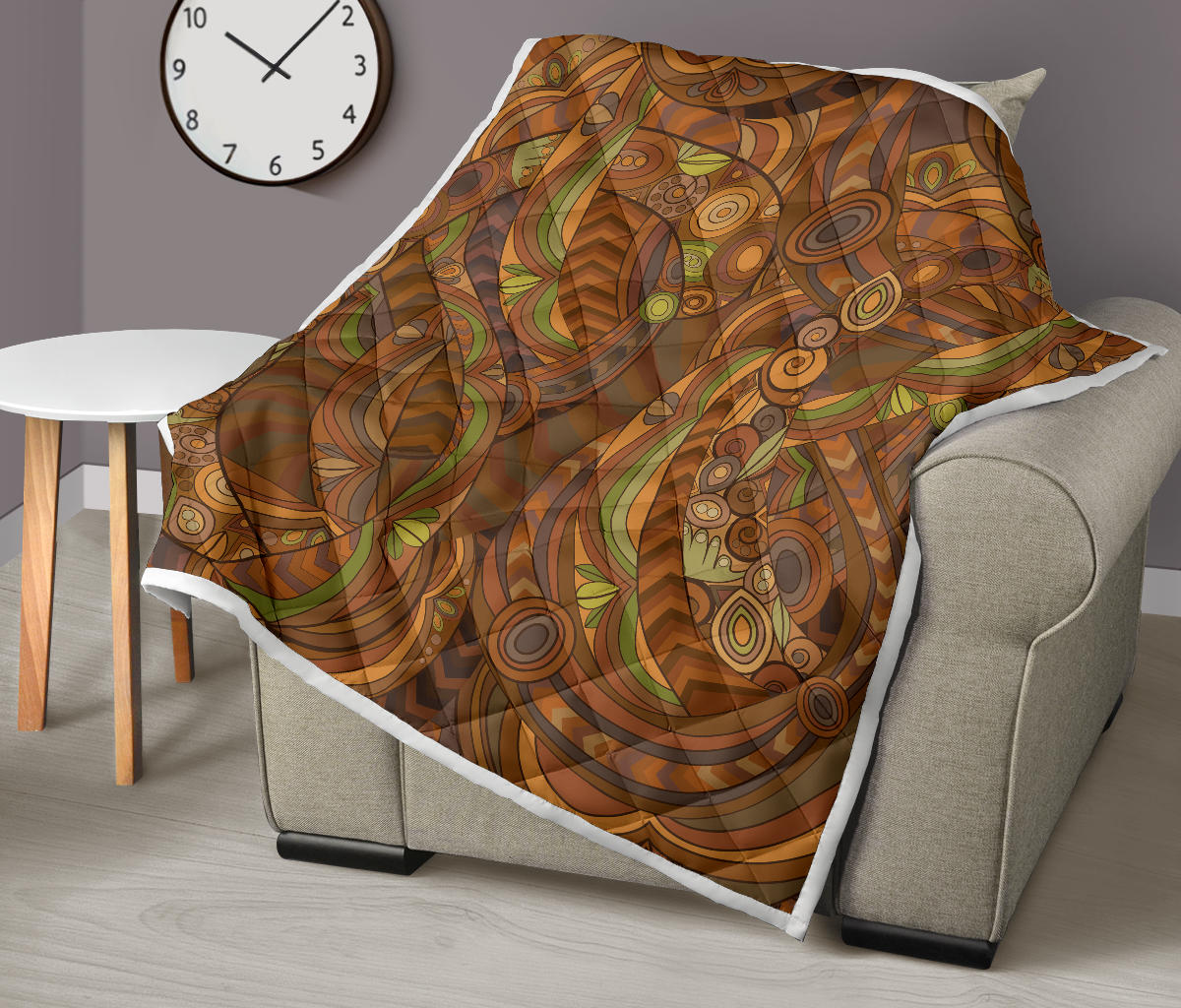 Maori Ornament Design Print Quilt Bedspread