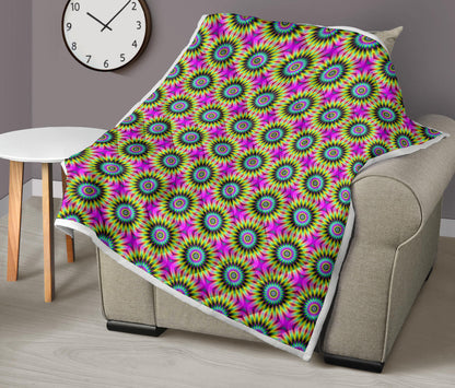 Optical illusion Flower Rainbow Style Quilt Bedspread