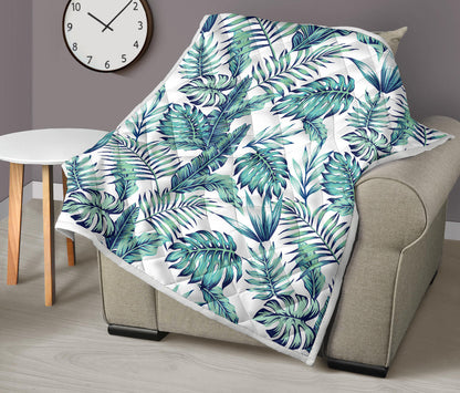 Pattern Tropical Palm Leaves Quilt Bedspread