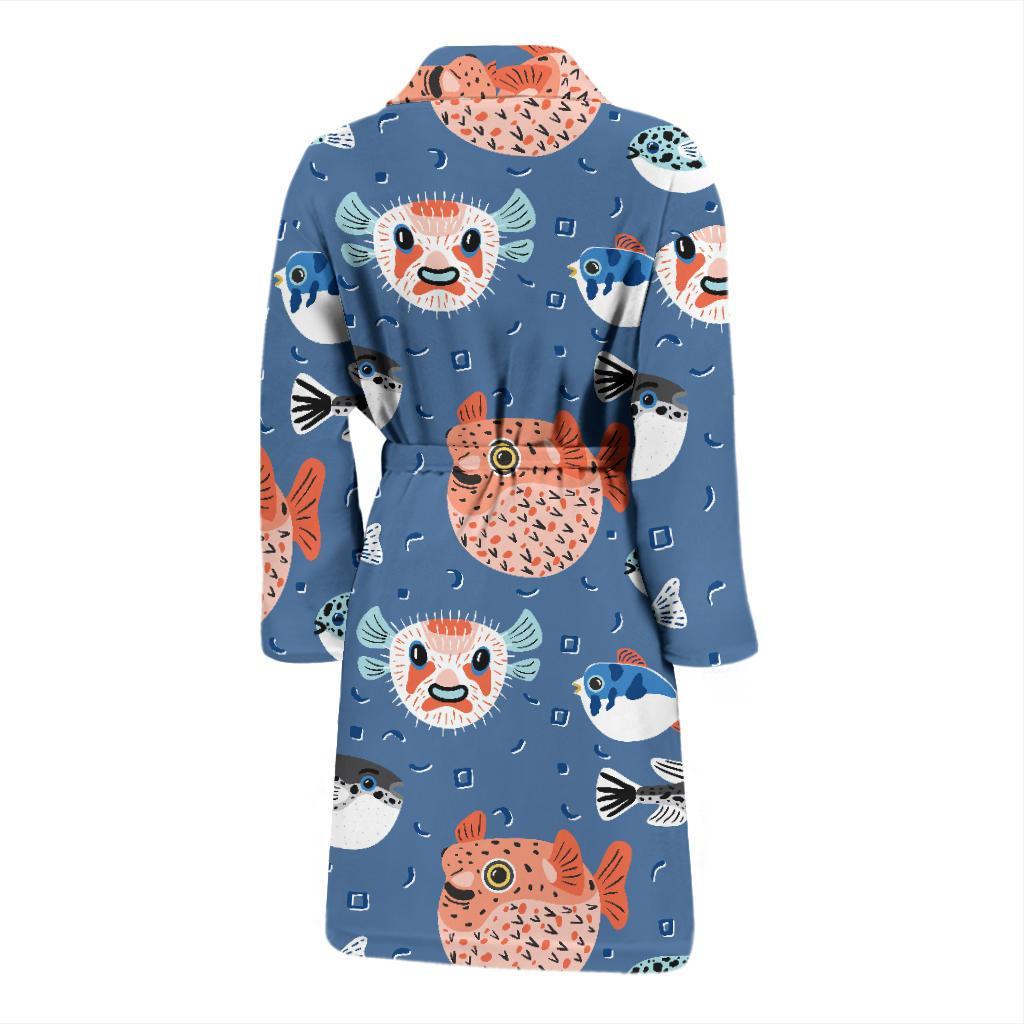 Fugu Pattern Print Design 02 Men Bathrobe-JORJUNE.COM