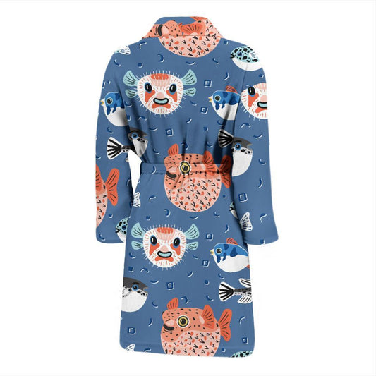 Fugu Pattern Print Design 02 Men Bathrobe-JORJUNE.COM