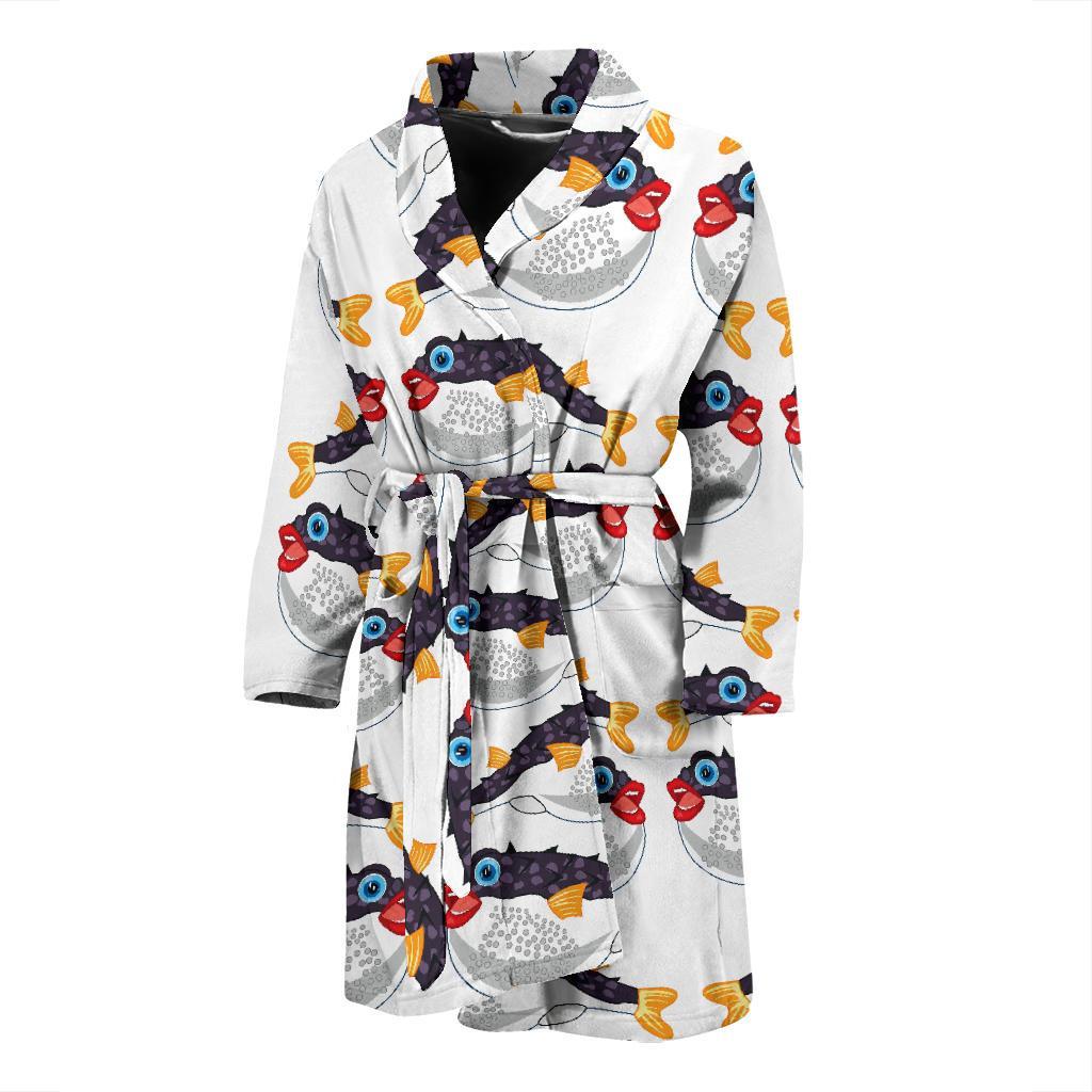 Fugu Pattern Print Design 03 Men Bathrobe-JORJUNE.COM