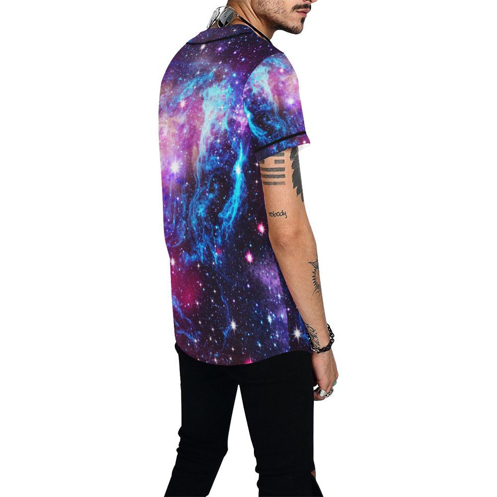 Galaxy Night Purple Space Print Baseball Jersey-JTAMIGO.COM