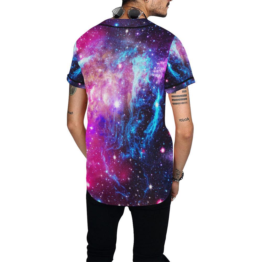 Galaxy Night Purple Space Print Baseball Jersey-JTAMIGO.COM