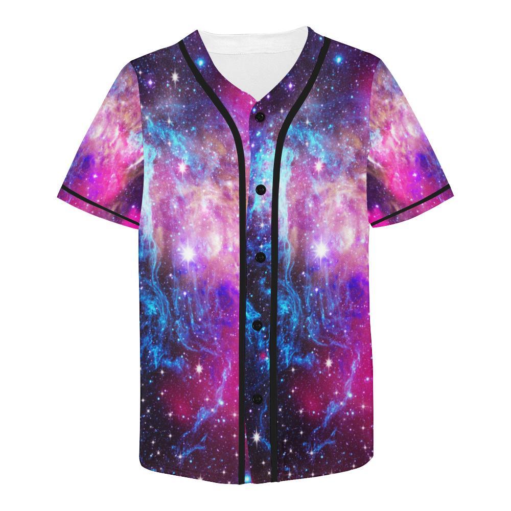 Galaxy Night Purple Space Print Baseball Jersey-JTAMIGO.COM