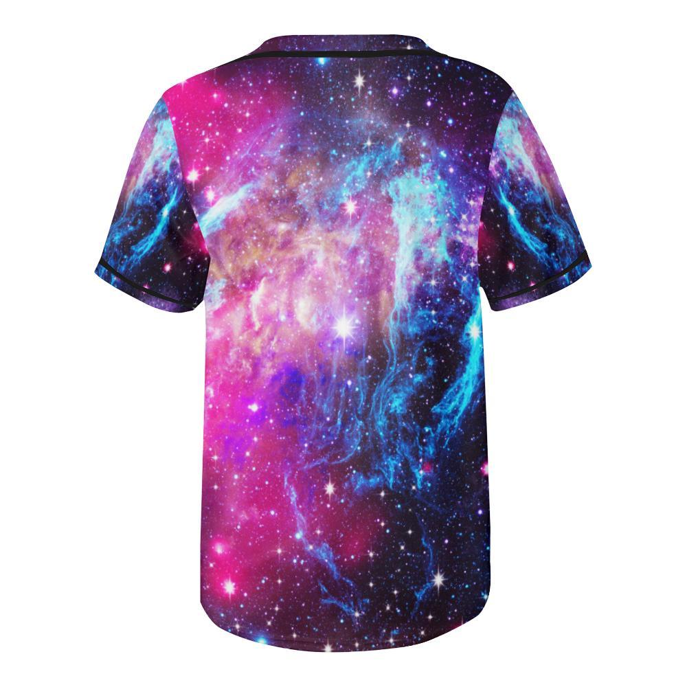 Galaxy Night Purple Space Print Baseball Jersey-JTAMIGO.COM