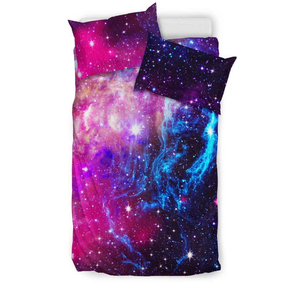 Galaxy Night Purple Space Print Duvet Cover Bedding Set
