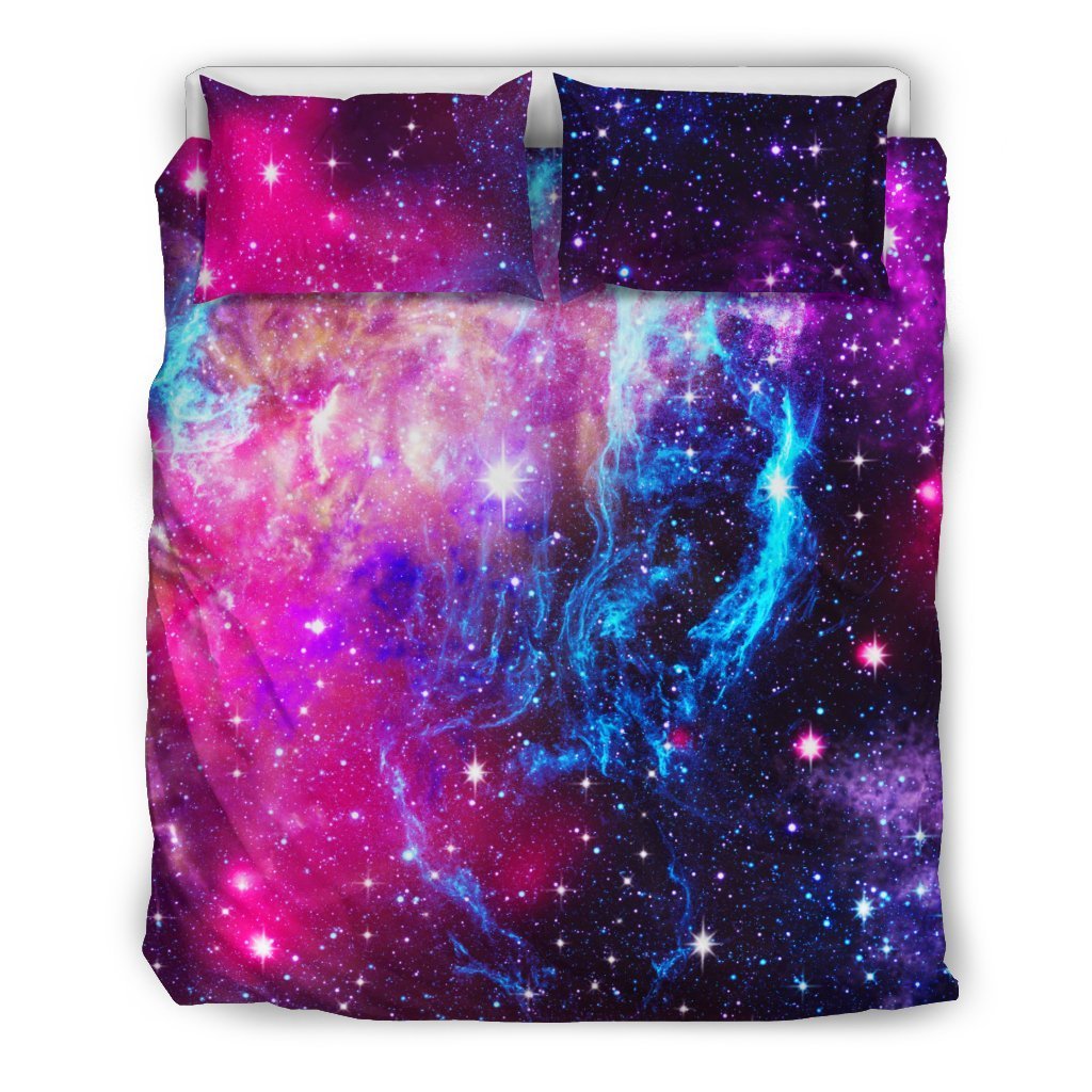 Galaxy Night Purple Space Print Duvet Cover Bedding Set
