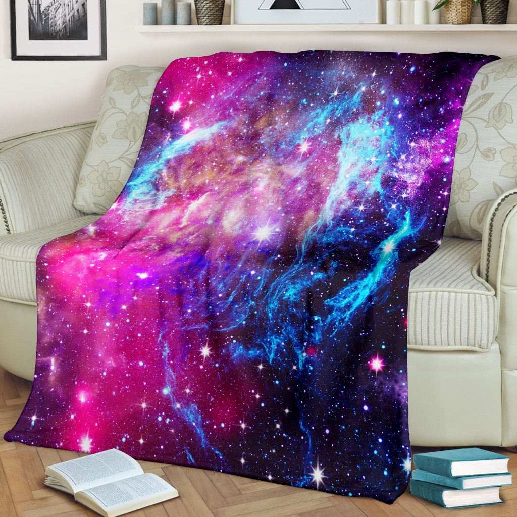 Galaxy Night Purple Space Print Fleece Blanket