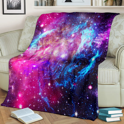 Galaxy Night Purple Space Print Fleece Blanket