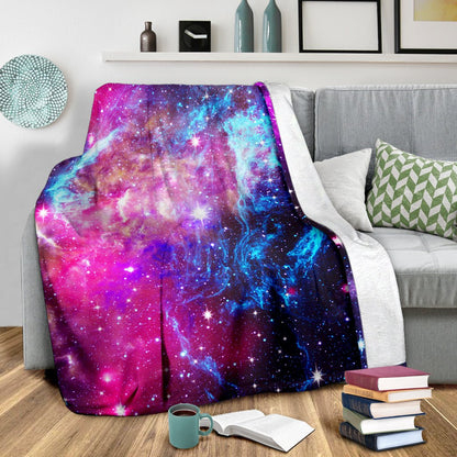 Galaxy Night Purple Space Print Fleece Blanket
