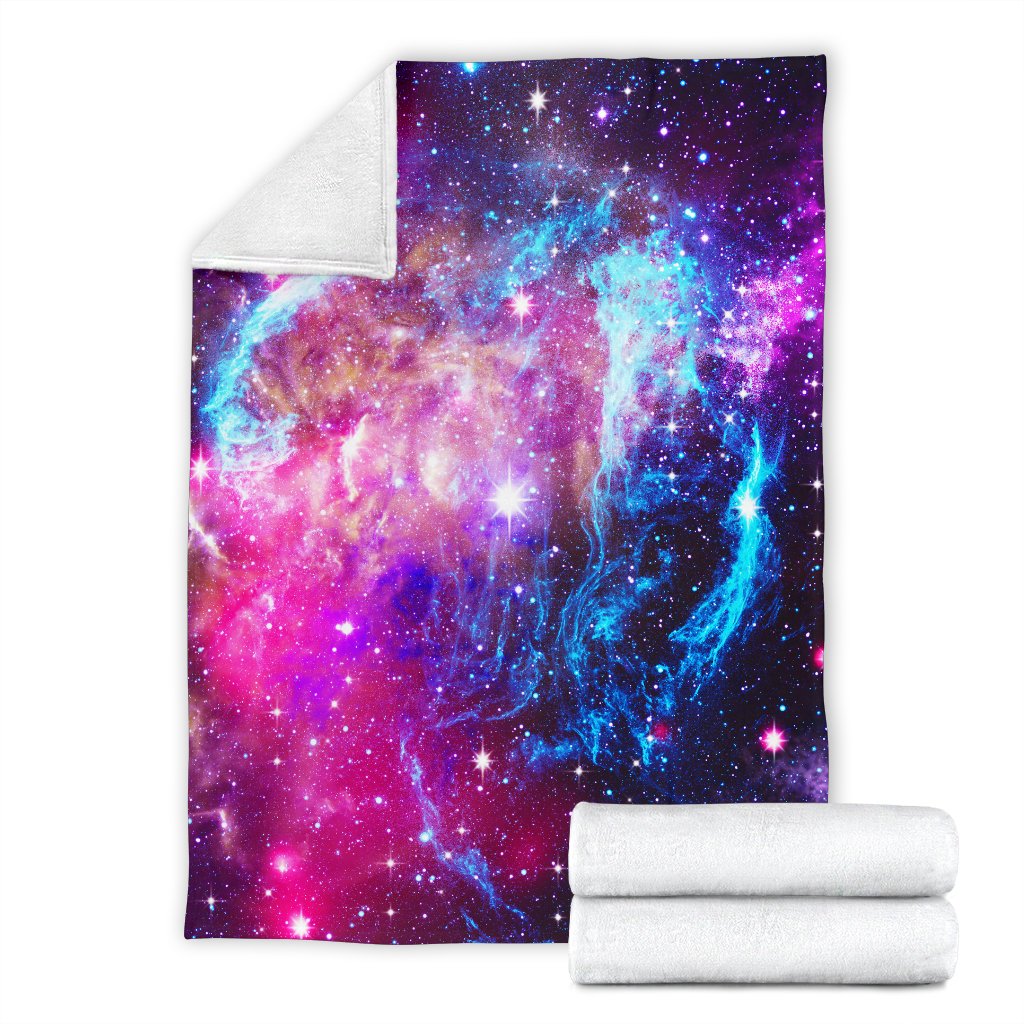 Galaxy Night Purple Space Print Fleece Blanket