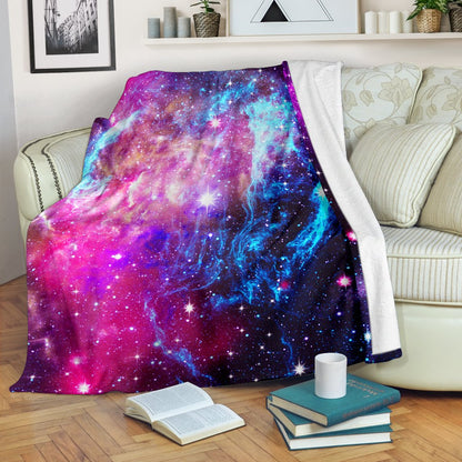 Galaxy Night Purple Space Print Fleece Blanket