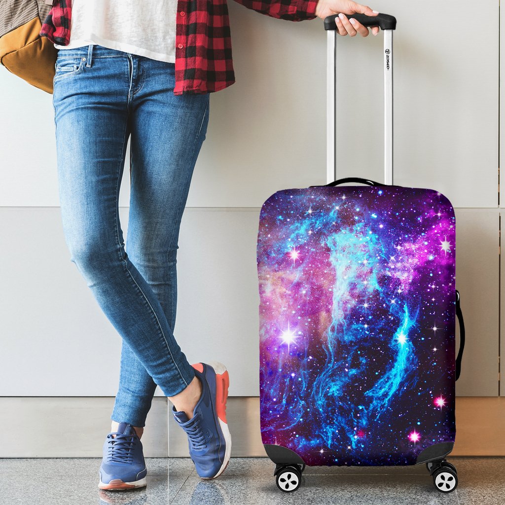 Galaxy Night Purple Space Print Luggage Cover Protector