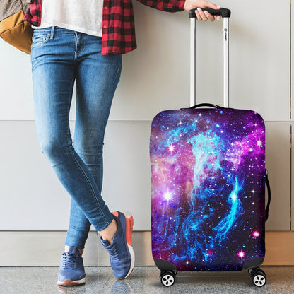 Galaxy Night Purple Space Print Luggage Cover Protector