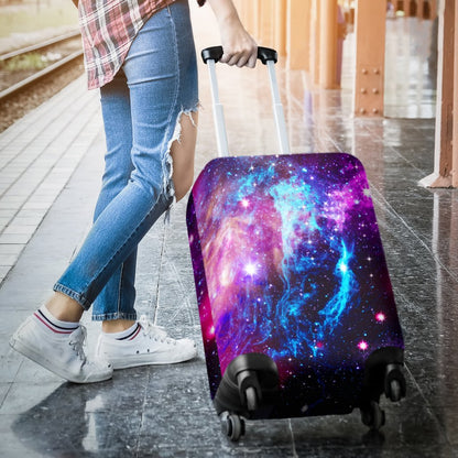 Galaxy Night Purple Space Print Luggage Cover Protector