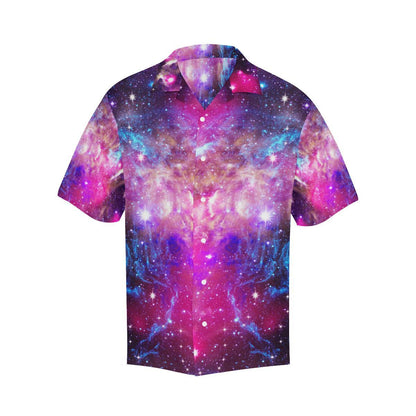 Galaxy Night Purple Space Print Men Aloha Hawaiian Shirt