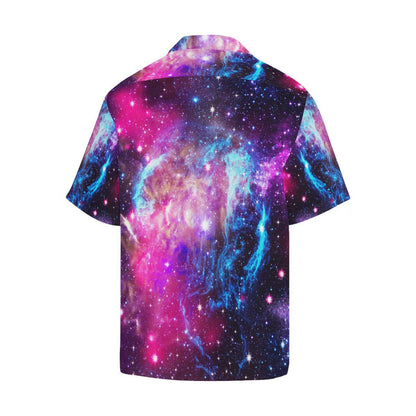 Galaxy Night Purple Space Print Men Aloha Hawaiian Shirt
