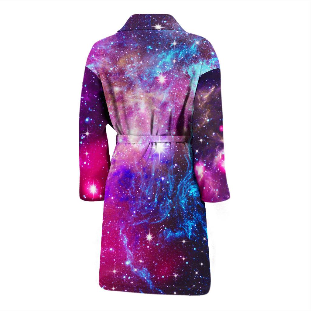 Galaxy Night Purple Space Print Men Bath Robe-JTAMIGO.COM