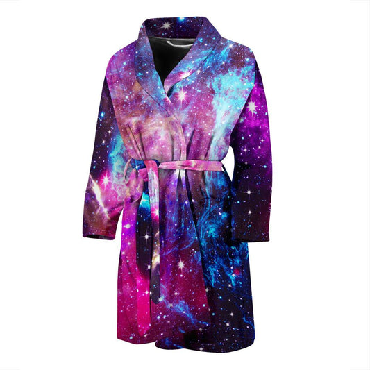 Galaxy Night Purple Space Print Men Bath Robe-JTAMIGO.COM