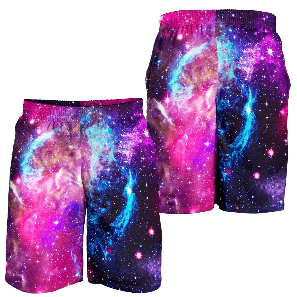 Galaxy Night Purple Space Print Mens Shorts-JTAMIGO.COM