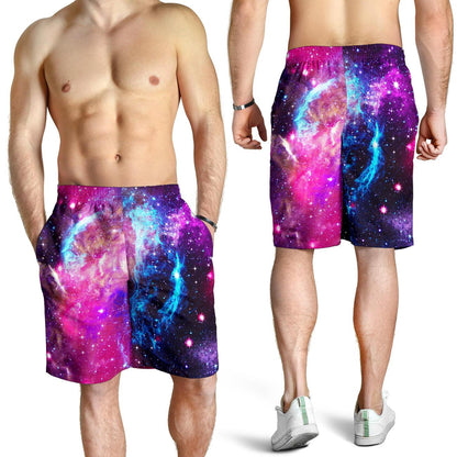 Galaxy Night Purple Space Print Mens Shorts-JTAMIGO.COM