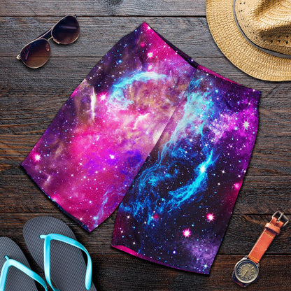 Galaxy Night Purple Space Print Mens Shorts-JTAMIGO.COM