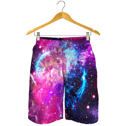 Galaxy Night Purple Space Print Mens Shorts-JTAMIGO.COM