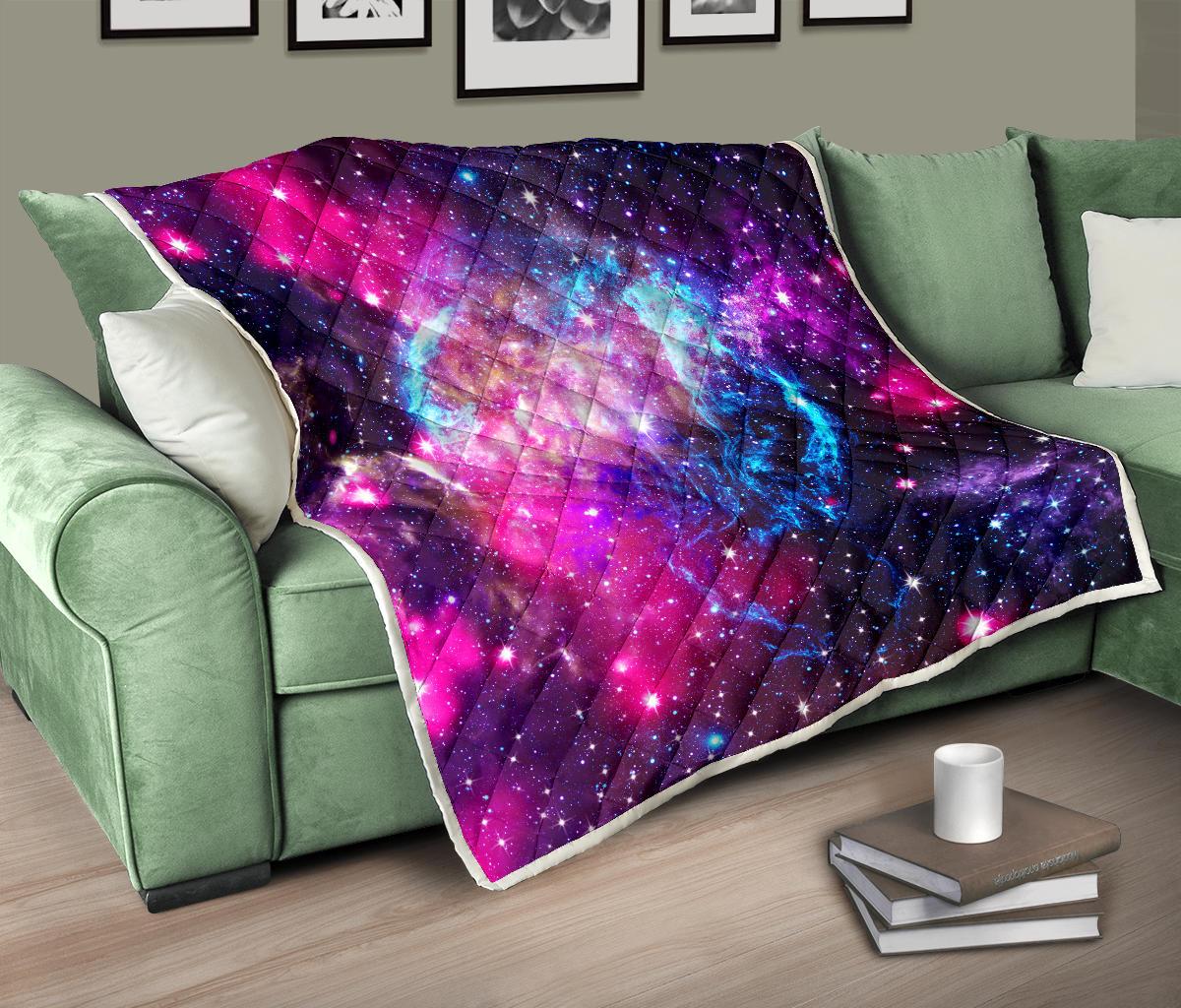 Galaxy Night Purple Space Print Premium Quilt-JTAMIGO.COM