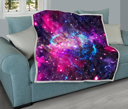 Galaxy Night Purple Space Print Premium Quilt-JTAMIGO.COM