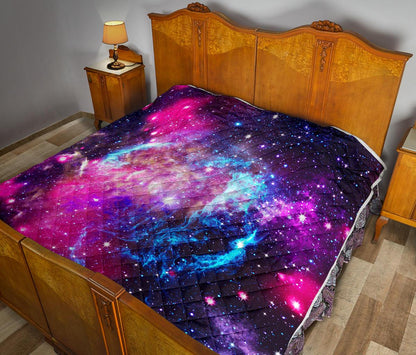 Galaxy Night Purple Space Print Premium Quilt-JTAMIGO.COM