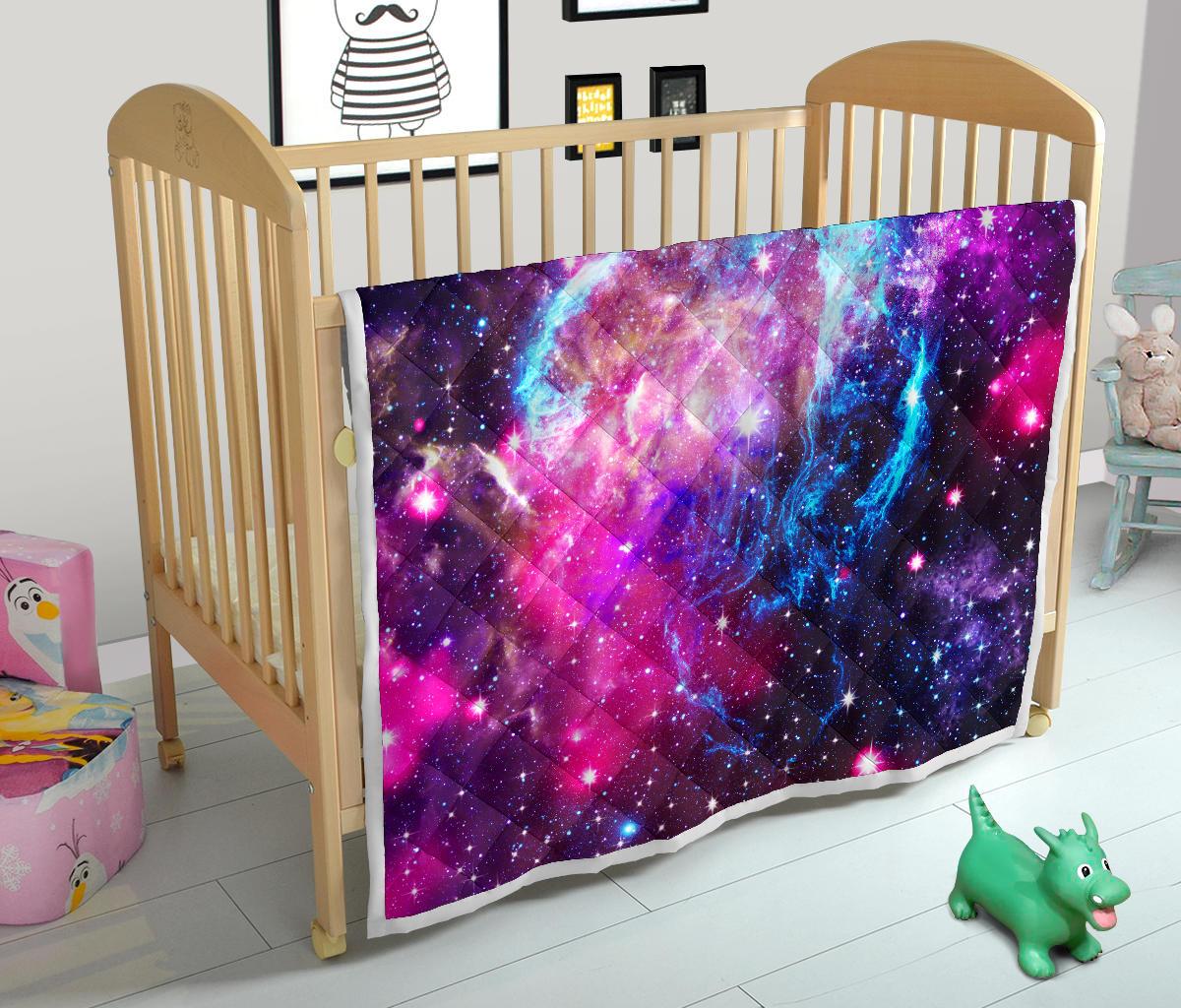 Galaxy Night Purple Space Print Premium Quilt-JTAMIGO.COM