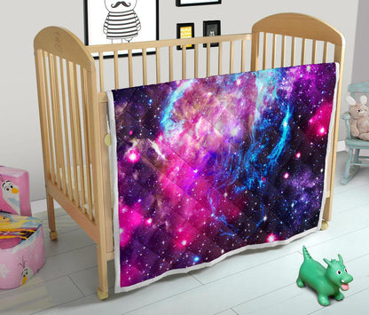 Galaxy Night Purple Space Print Premium Quilt-JTAMIGO.COM