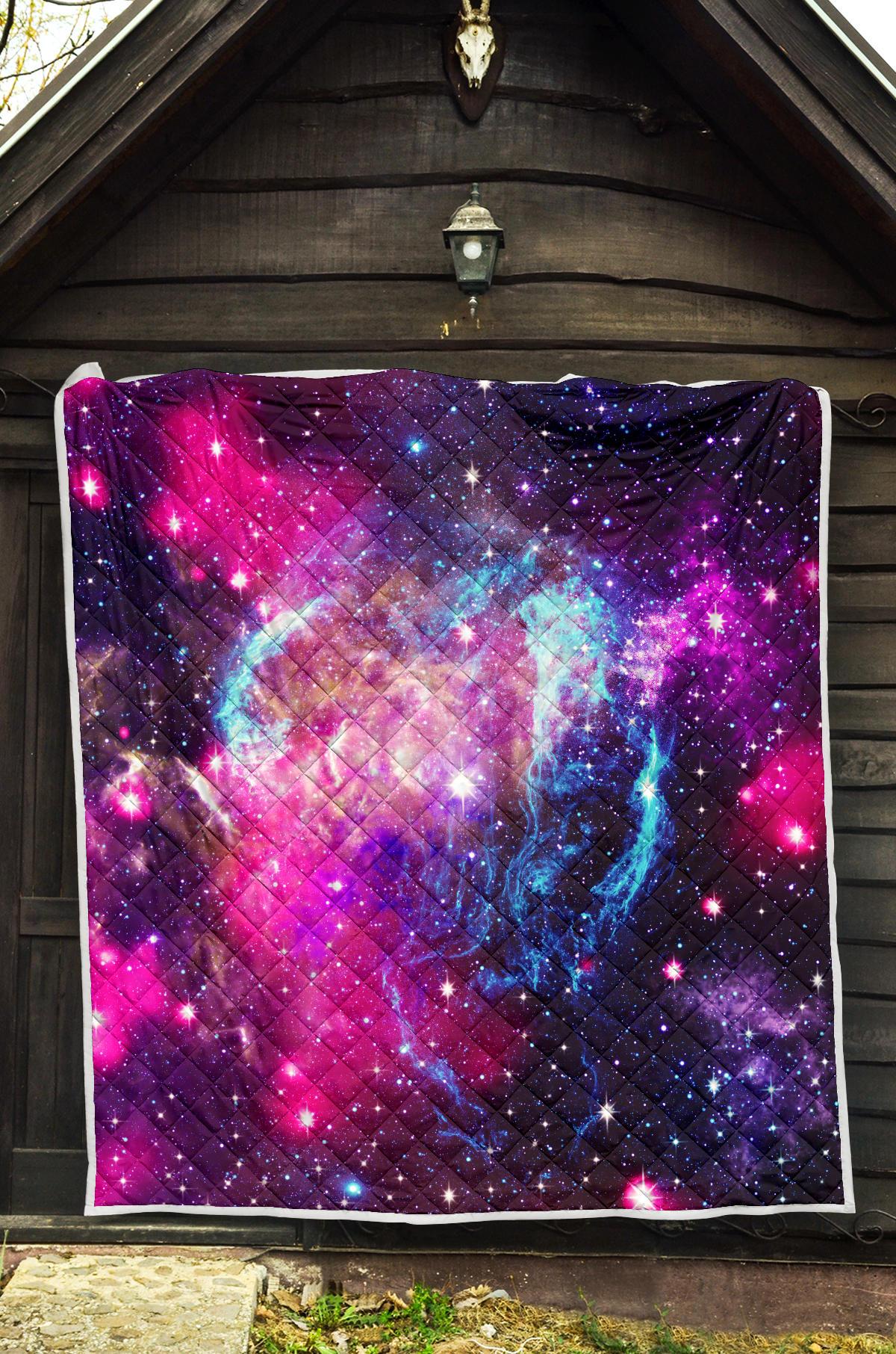 Galaxy Night Purple Space Print Premium Quilt-JTAMIGO.COM
