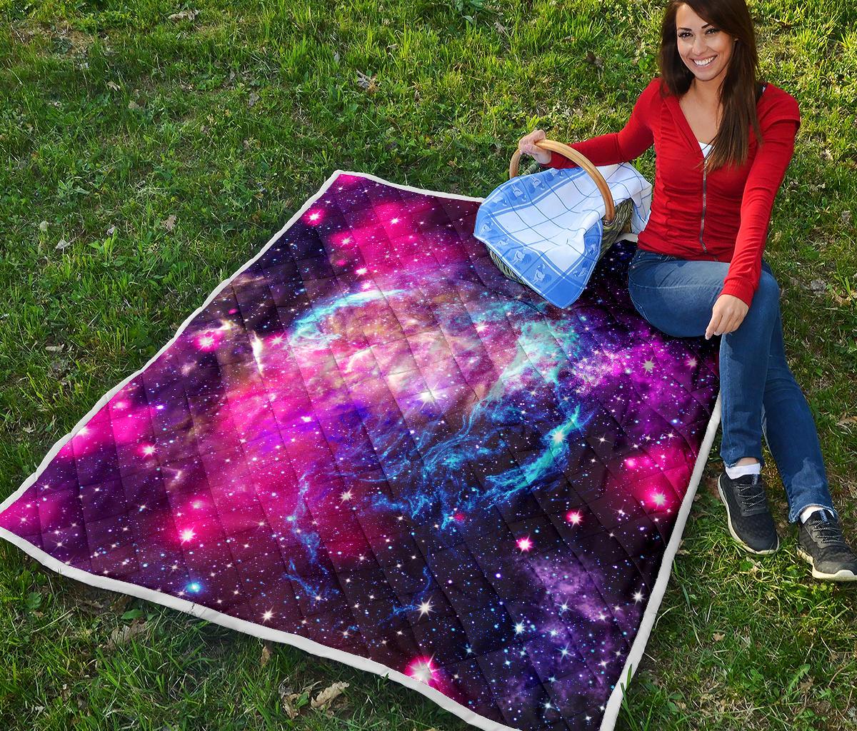 Galaxy Night Purple Space Print Premium Quilt-JTAMIGO.COM