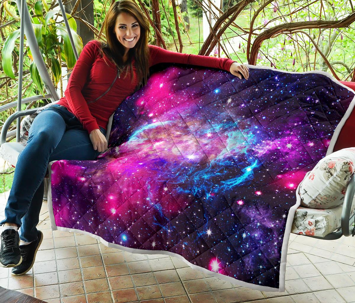 Galaxy Night Purple Space Print Premium Quilt-JTAMIGO.COM
