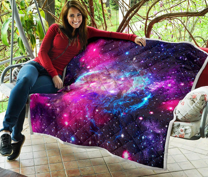 Galaxy Night Purple Space Print Premium Quilt-JTAMIGO.COM