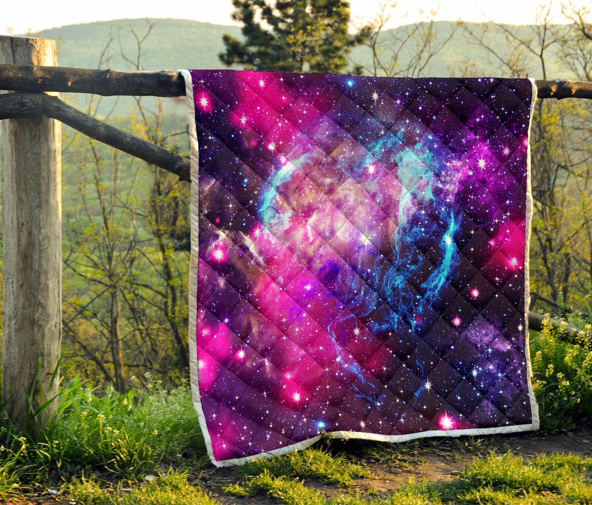 Galaxy Night Purple Space Print Premium Quilt-JTAMIGO.COM
