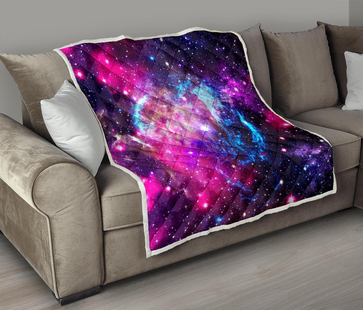 Galaxy Night Purple Space Print Premium Quilt-JTAMIGO.COM