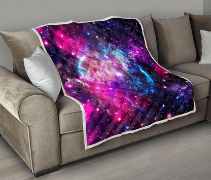 Galaxy Night Purple Space Print Premium Quilt-JTAMIGO.COM