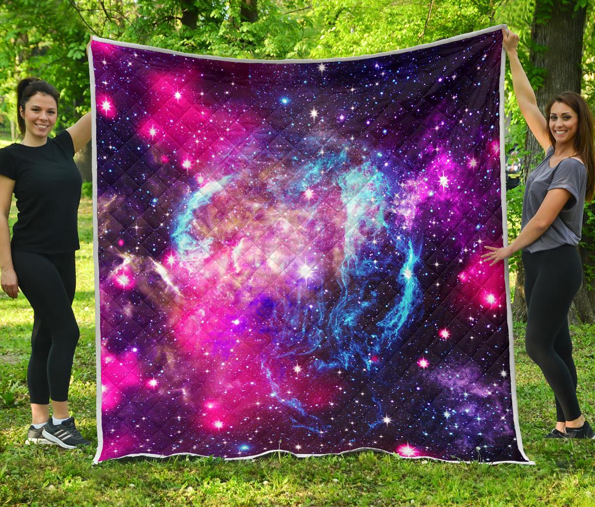 Galaxy Night Purple Space Print Premium Quilt-JTAMIGO.COM