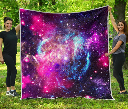 Galaxy Night Purple Space Print Premium Quilt-JTAMIGO.COM